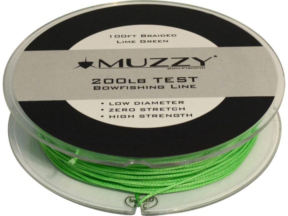 Muzzy Lime Green 200 Pound Test Braided Bowfishing Line 100 Ft Spool