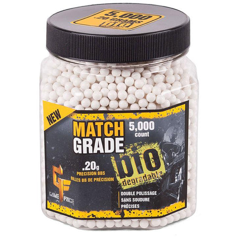 Game Face Match Grade (white)biodegradable Ammo - 6mm .20 Gram 5000 Count