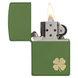 Zippo Windproof Lighter Lucky Cliover Design Green Matte Finish