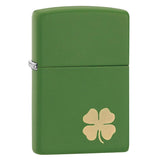 Zippo Windproof Lighter Lucky Cliover Design Green Matte Finish