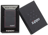 Zippo Windproof Lighter Black Matte W-zippo Logo & Red Border