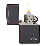 Zippo Windproof Lighter Black Matte W-zippo Logo & Red Border