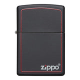 Zippo Windproof Lighter Black Matte W-zippo Logo & Red Border