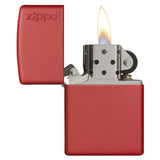 Zippo Windproof Lighter Red Matte W-zippo Logo