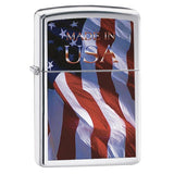 Zippo Windproof Lighter Made In Usa Flag High Polish Chrome Finish