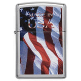 Zippo Windproof Lighter Made In Usa Flag High Polish Chrome Finish