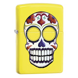 Zippo Windproof Lighter  Day Of The Dead Neon Yellow Finish