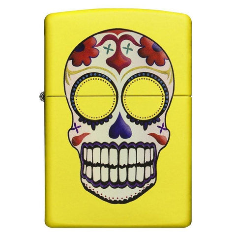 Zippo Windproof Lighter  Day Of The Dead Neon Yellow Finish