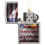 Zippo Windproof Lighter Eagle Flag Brushed Chrome