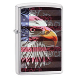 Zippo Windproof Lighter Eagle Flag Brushed Chrome