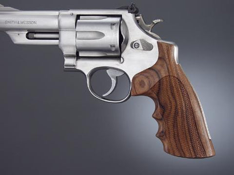 Hogue S&w N Frame Round Butt Revolver Pau Ferro Checkeredh Wood Grip