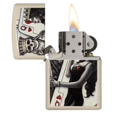 Zippo Windproof Lighter Skull King Queen Beauty Cream Matte Finish