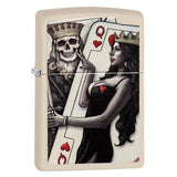 Zippo Windproof Lighter Skull King Queen Beauty Cream Matte Finish