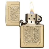 Zippo Windproof Lighter Eccentric Armor Case High Polish Brass Finish