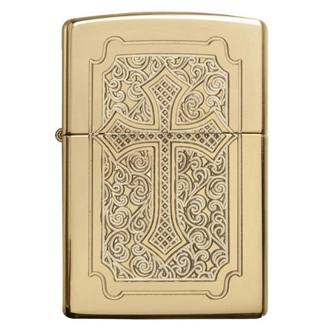 Zippo Windproof Lighter Eccentric Armor Case High Polish Brass Finish