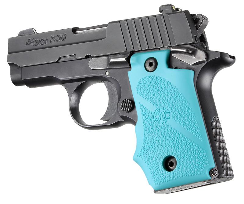 Hogue Sig Sauer P238 Rubber Gripfinger Grooves Aqua