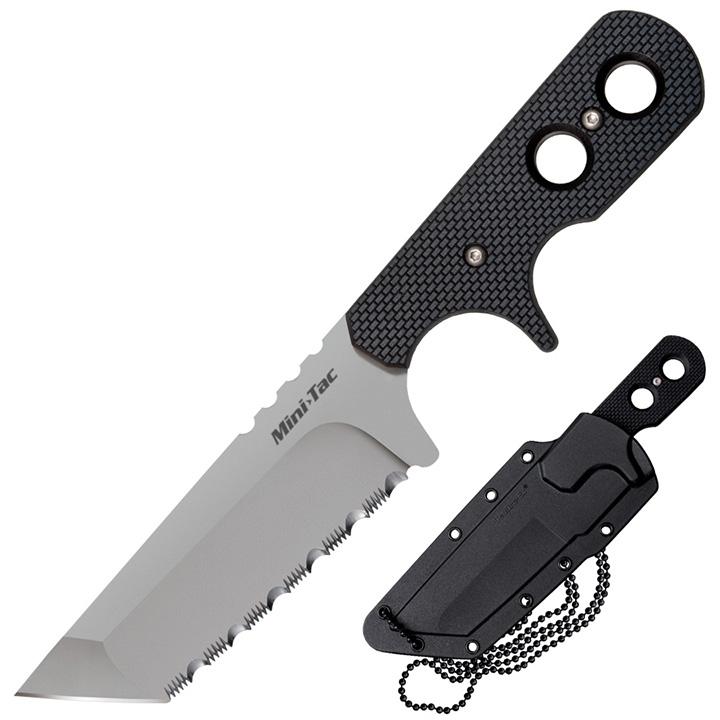 Cold Steel (49htfsz) Mini Tac Tanto Fixed 3-3-4" Serrated Blade With Sheath