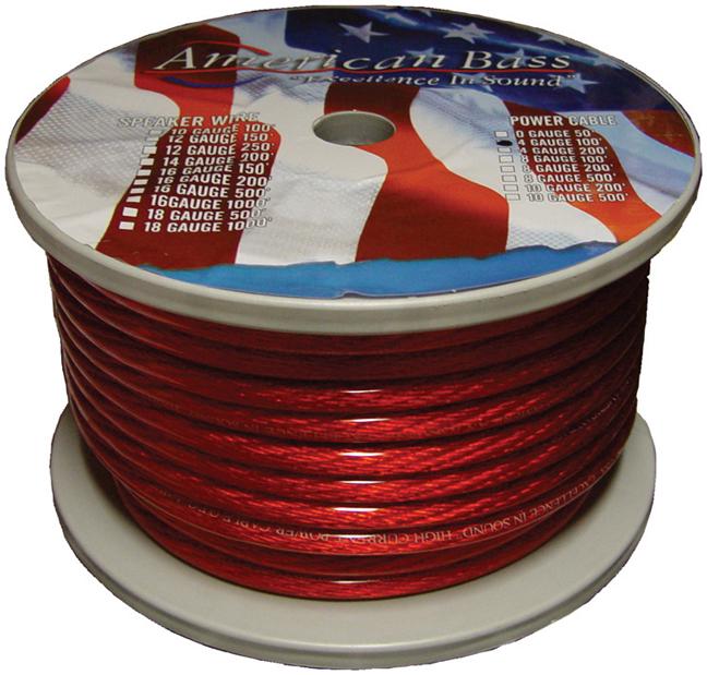 Wire American Bass 4 Ga. Red 100 Ft. Roll(2104r)*ab1666(r)*