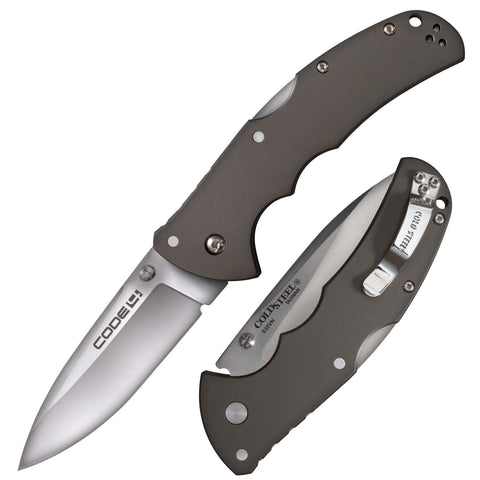 Cold Steel Code 4 Spear Point Folding Knife 3-1-2" S35vn Satin Plain Blade Aluminum Handles