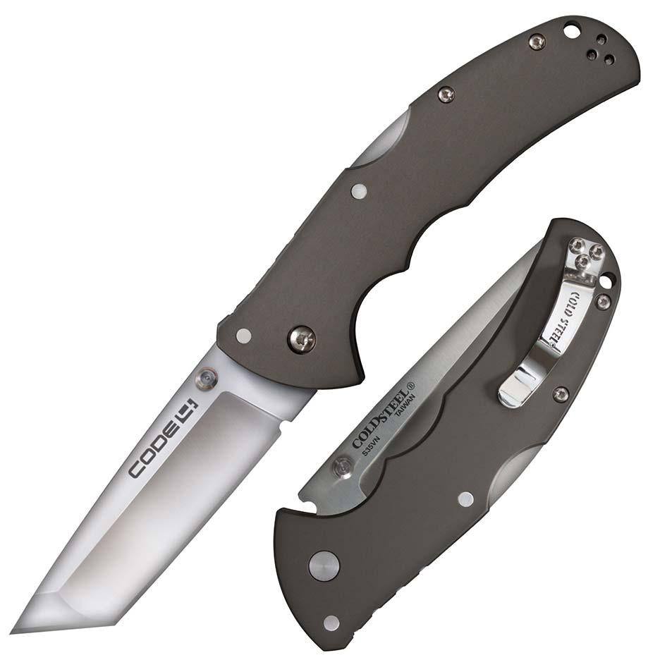 Cold Steel Code 4 Tanto 3-1-2" Cts-xhp Satin Plain Blade Aluminum Handles