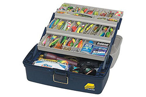 Plano Three-tray Fixed Compartment Tackle Box - Xtra Large -  Blue-silver