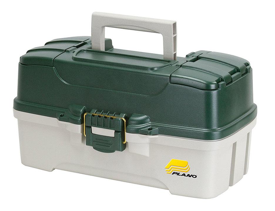 Plano Three-tray Green Tackle Box -green Metallic-off-white