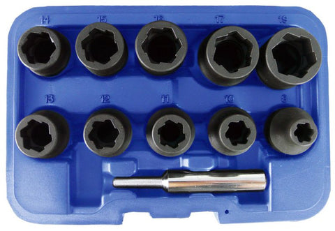 Astro  Tool 7411m 11 Piece 1-2in Dr Metric Flank Bite Damaged Fastener Impact Sockets