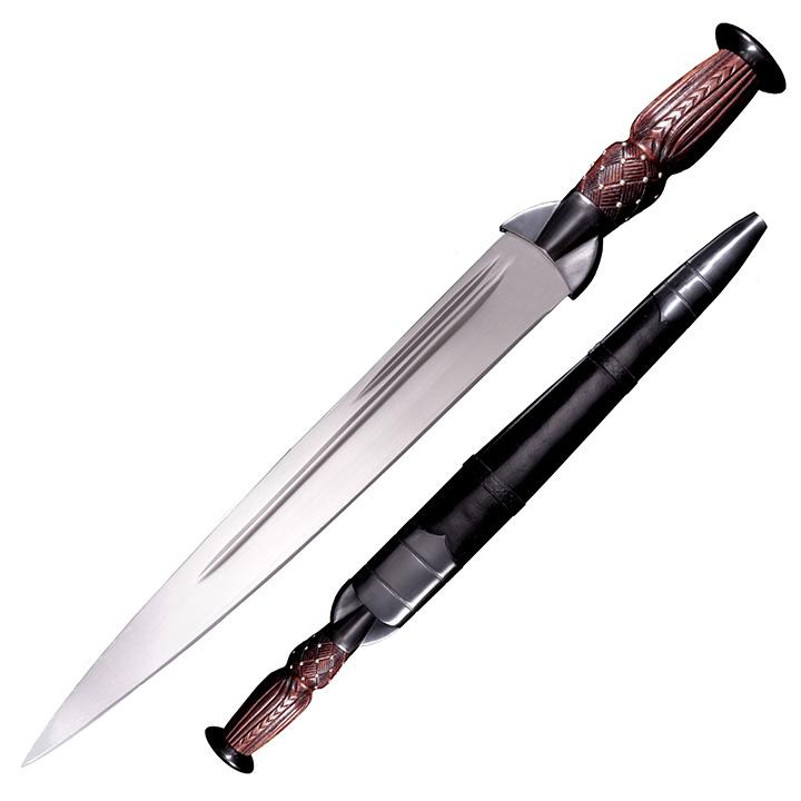 Cold Steel Scottish Dirk Sword 13" 1055 Carbon Steel Blade Leather Scabbard