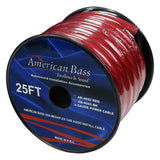 American Bass 0 Gauge Red 25 Ft. Roll(ab4655rd25ft)