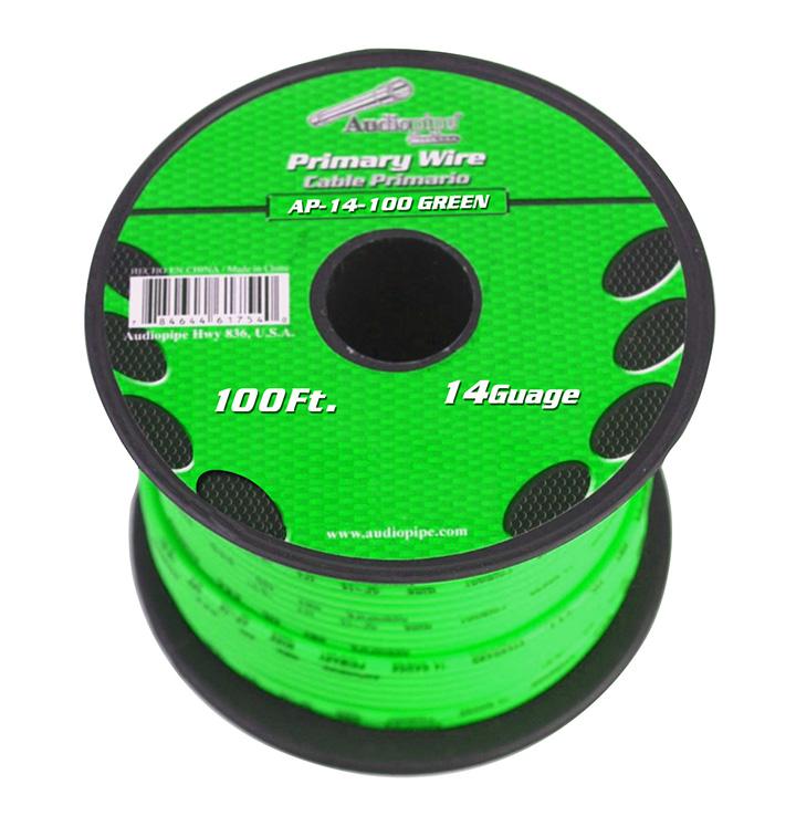 Audiopipe 14 Gauge 100ft Primary Wire Green