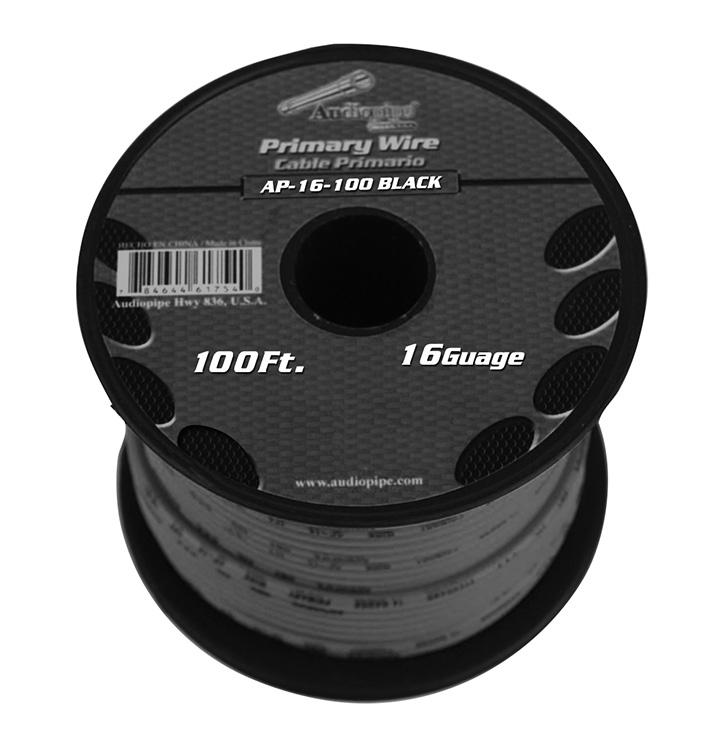 Audiopipe 16 Gauge 100ft Black Primary Wire