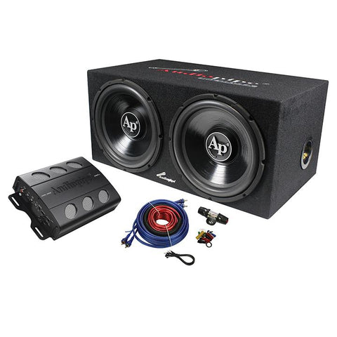 Audiopipe Super Bass Combo Pack 600w Max Dual 12" Loaded Box Amp Amp Kit