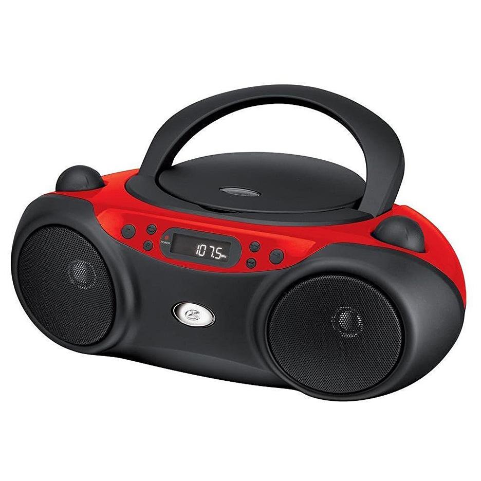 Gpx Portable Topload Cd Boombox Amfm 3.5mm Line In Mp3 Device Redblack