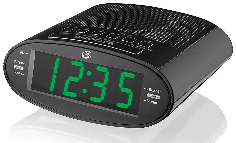 Gpx C303b Dual Alarm Clock Amfm Radio With Time Zonedaylight Savings Control Black