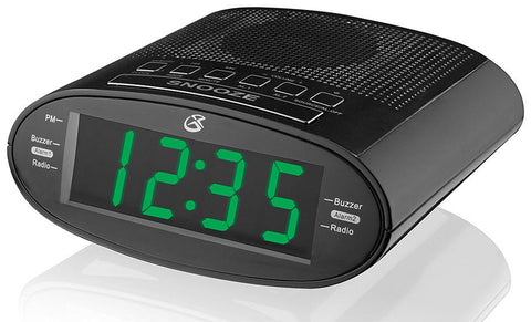 Gpx C303b Dual Alarm Clock Amfm Radio With Time Zonedaylight Savings Control Black