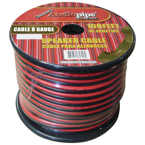 Audiopipe 8 Gauge Speaker Wire 100' Red-black