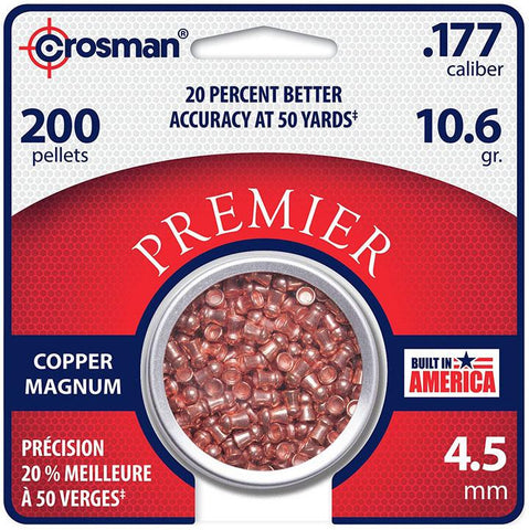Crosman Premier Copper Magnum Domed Pellet.177 Caliber 10.6 Grain 200 Count