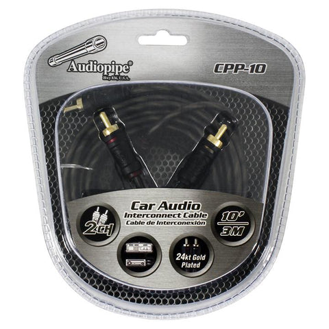 Audiopipe 24kt Gold Plated Interconnect Cable 10ft