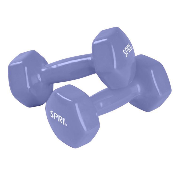 Spri Deluxe Vinyl Dumbbells  5lb Pair  Dark Blue