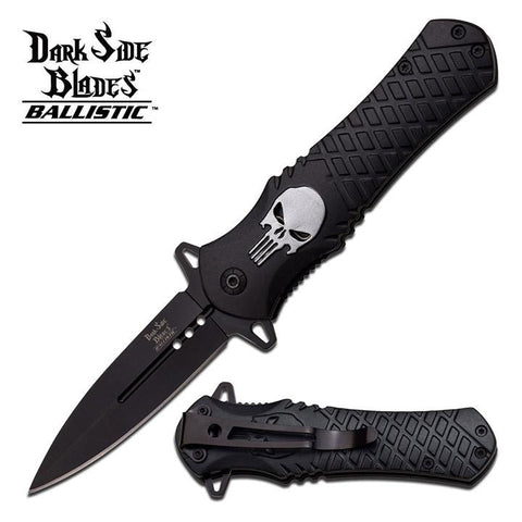 Dark Side Black Spring Assisted Knife (punisher)