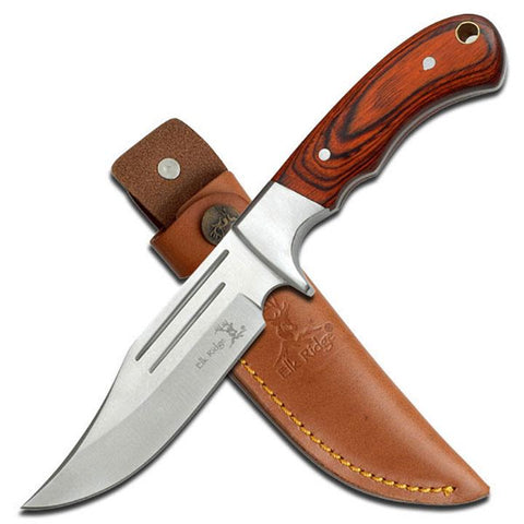 Elk Ridge Fixed Blade Knife 9.5" Overall Pakkawood Handle With Sheath