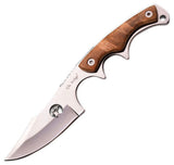 Elk Ridge Fixed Blade Knife 7" Overall Mirror Blade Wood Overlay Handle