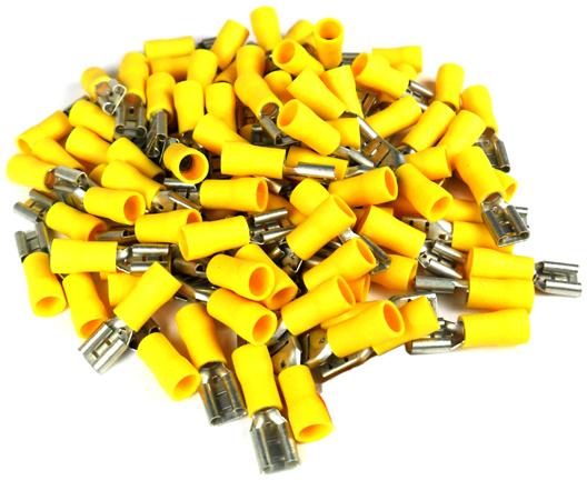 Quick Disconnect 10-12 Ga. 100 Pcs; Yellow; Female; Xscorpion