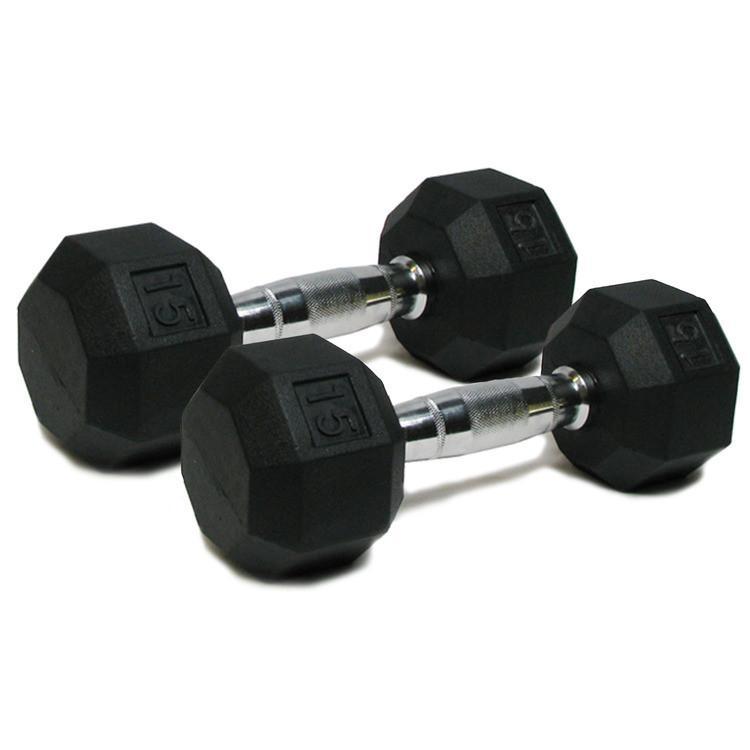 Spri Deluxe Rubber Dumbbells  15lb  Pair