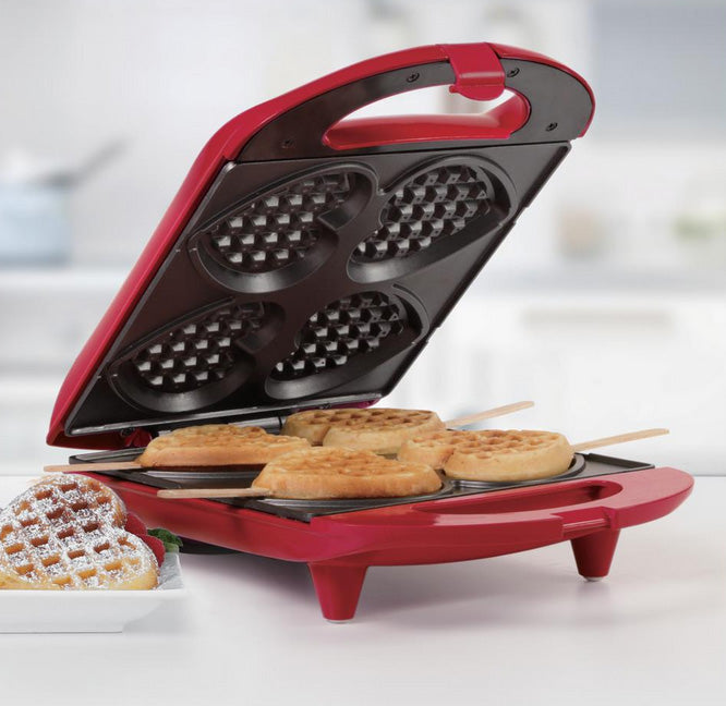 Holstein Housewares Heart Shaped Waffle Maker Red