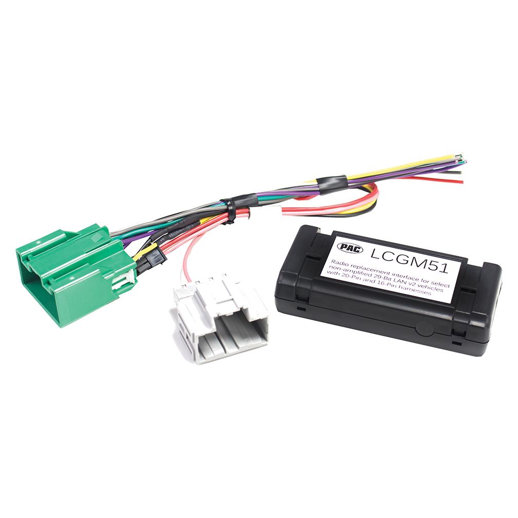 Pac Radio Replacement Interface For Non-amplified 29-bit Gm Lan V2 Vehicles With 20-pin And 16-pin