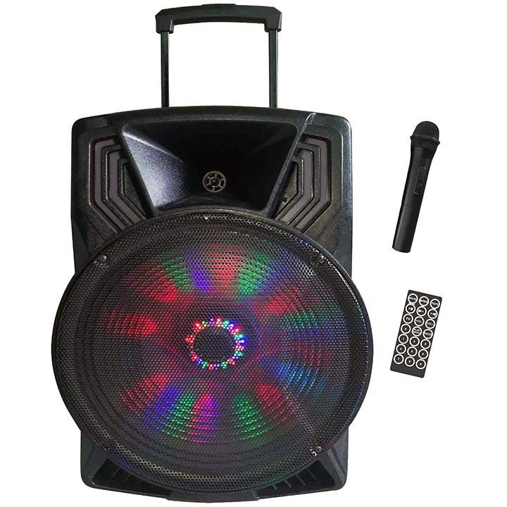 Max Power Single 15" Woofer With Built In Rechargeable Battery & Wireless Mic