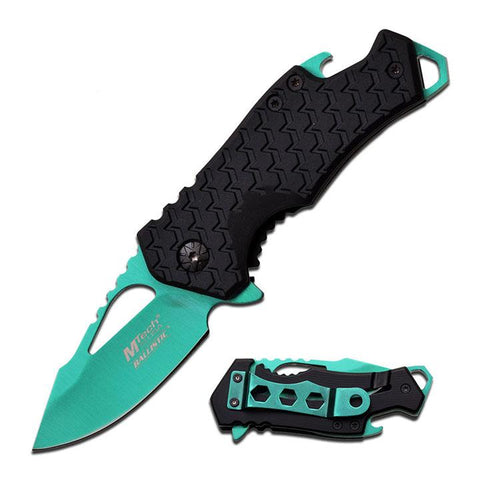 Mtech Spring Assisted Knife 3" Closed 2.75"  Green Blade