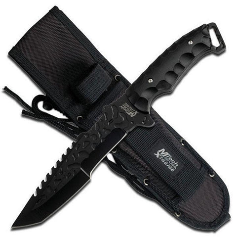 Mtech Fixed Blade Knife 12" Overall 7" Black Tanto Blade