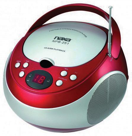 Naxa Portable Cd Player With Am-fm Red(npb251re)